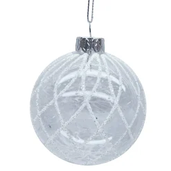 Hot Christmas Forever ORN GLASS BALL 3″ CLEAR W/ICE DIAMONDS PATTERN