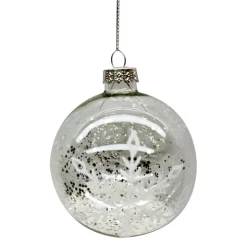 Christmas Forever ORN GLASS BALL 3″ CLEAR W/WHITE SNOWFLAKE PATTERN