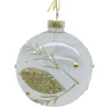 Online Christmas Forever ORN GLASS BALL 3″ CLEAR/FROST LEAF W/ CHAMPAGNE GLITTER