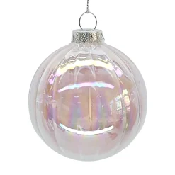 Hot Christmas Forever ORN GLASS BALL 3″ CLEAR/PINK IRIDESCENT FINISH