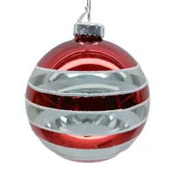 Online Christmas Forever ORN GLASS BALL 3″ CLEAR/RED CANDY CANE