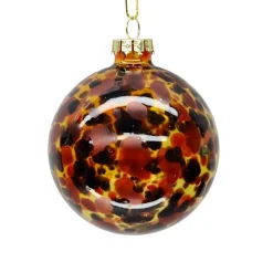 Discount Christmas Forever ORN GLASS BALL 3″ COPPER-LEPOARD TIGER EYE PATTERN
