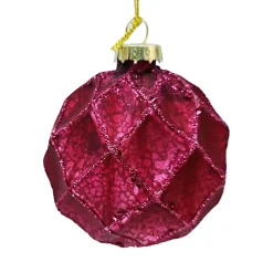 Discount Christmas Forever ORN GLASS BALL 3″ FUSCHIA MATT DIAMOND W/ GLITTER