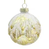 Discount Christmas Forever ORN GLASS BALL 3″ GOLD W/ WHITE FINISH LEAF
