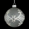 Outlet Christmas Forever ORN GLASS BALL 3″ GRAY W/ SILVER GLITTER PATTERN