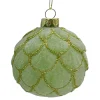 Discount Christmas Forever ORN GLASS BALL 3″ GREEN MINT SCALLOPED W/ FROST & GLITTER