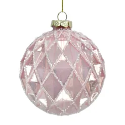 Outlet Christmas Forever ORN GLASS BALL 4″ PINK DIAMOND W/ ICE GLITTER
