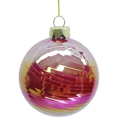 Hot Christmas Forever ORN GLASS BALL 3″ PINK IRIDESCENT FINISH