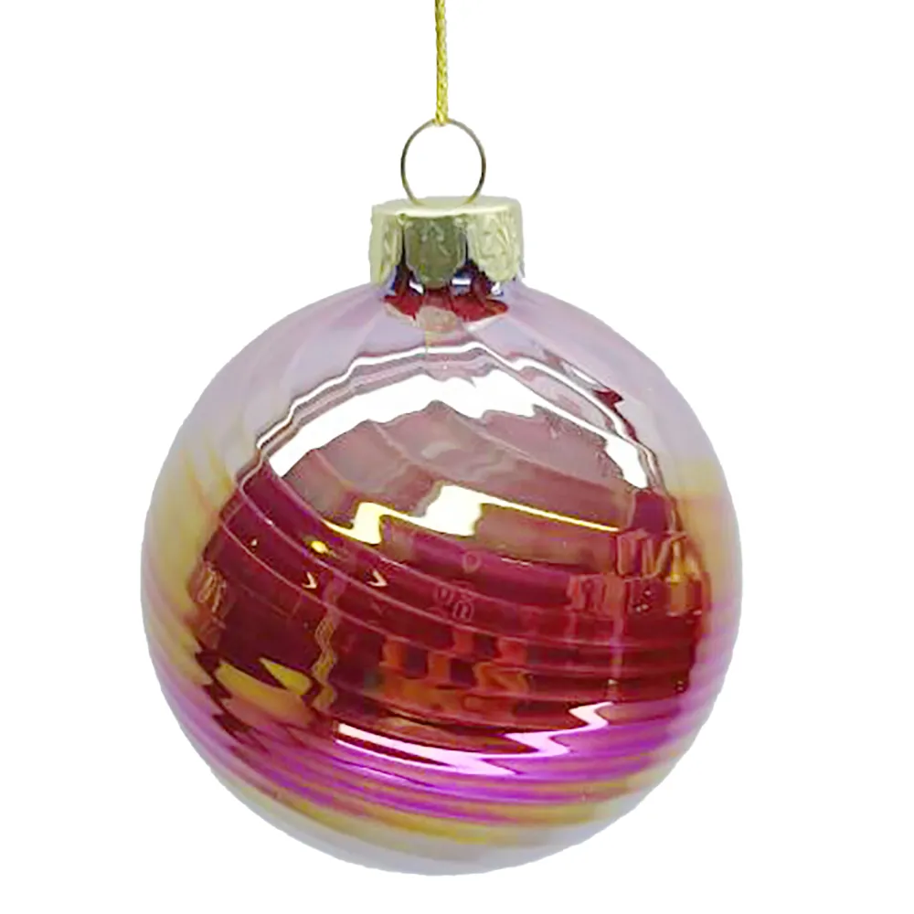 Hot Christmas Forever ORN GLASS BALL 3″ PINK IRIDESCENT FINISH