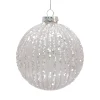Best Christmas Forever ORN GLASS BALL 4″ PINK MATT MELON W/ ICE GLITTER