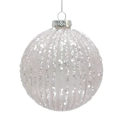 Best Christmas Forever ORN GLASS BALL 4″ PINK MATT MELON W/ ICE GLITTER
