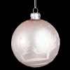 Best Christmas Forever ORN GLASS BALL 3″ PINK- PEARL W/WHITE TREE DESIGN