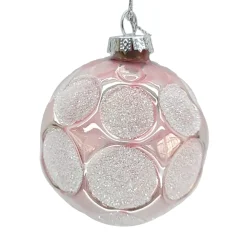 Sale Christmas Forever ORN GLASS BALL 3″ PINK W/ CIRCLE ICE GLITTER