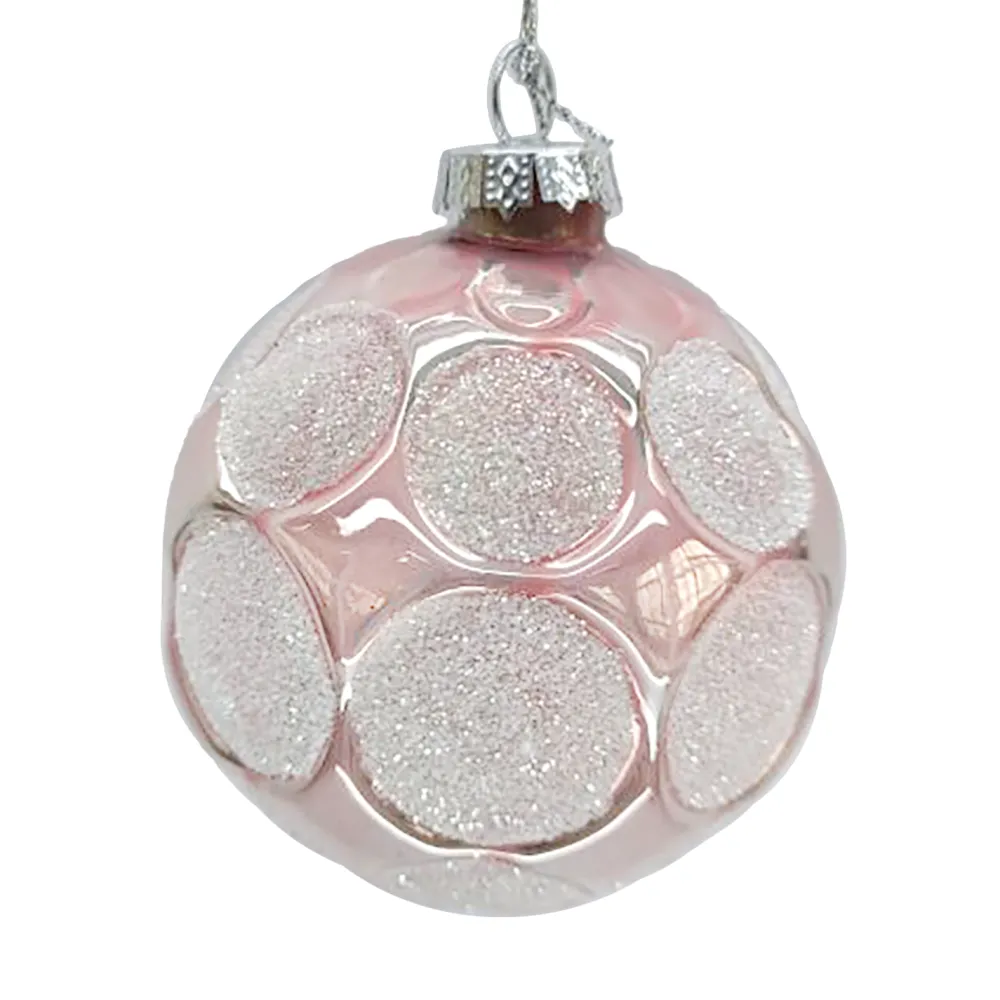 Sale Christmas Forever ORN GLASS BALL 3″ PINK W/ CIRCLE ICE GLITTER