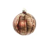 Outlet Christmas Forever ORN GLASS BALL 4″ RED- BURG/GOLD W/ ROPING
