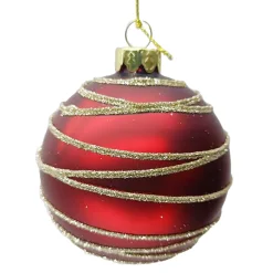 Online Christmas Forever ORN GLASS BALL 3″ RED GOLD CIRCLE GLITTER