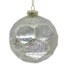Outlet Christmas Forever ORN GLASS BALL 4″ SILVER ANTIQUE HEXAGON PATTERN
