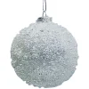 Hot Christmas Forever ORN GLASS BALL 3″ WHITE FROST W/ ICE GLITTER