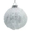 Hot Christmas Forever ORN GLASS BALL 3″ WHITE FROST MELON W/ ICE GLITTER