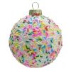 Outlet Christmas Forever ORN GLASS BALL 3″ WHITE W/ MULTI CANDY SPRINKLE