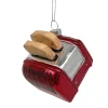 Sale Christmas Forever ORN GLASS BREAD TOASTER 3″ RED/SILVER/BROWN