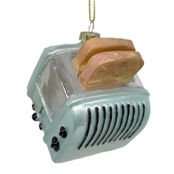 Clearance Christmas Forever ORN GLASS BREAD TOASTER 3″ LT BLUE/SILVER/BROWN