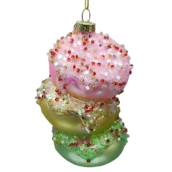 Christmas Forever ORN GLASS CAKE MACAROONS 4″ PINK/WHITE/MINT