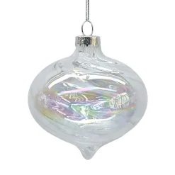 Sale Christmas Forever ORN GLASS DROP 3″ CLEAR W/ PEARL/IRIDESCENT FINISH