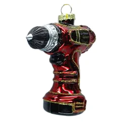 Best Christmas Forever ORN GLASS ELECTRIC DRILL 3.5″ RED/BLACK