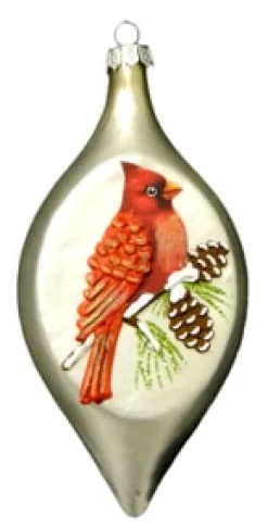 Sale Christmas Forever ORN GLASS FINIAL CARDINAL ON BRANCH W/PINECONE 6″