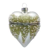 Christmas Forever ORN GLASS HEART BOX 4″ CHAMPAGNE SHINY W/ GLITTER