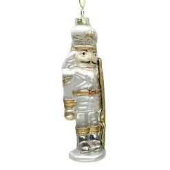 Outlet Christmas Forever ORN GLASS NUTCRAKER 4.5″ CHAMPAGNE/WHITE