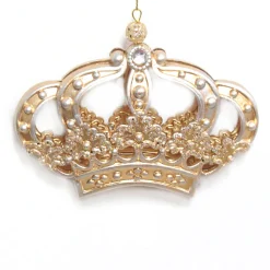 Best Christmas Forever ORN GOLD CROWN 4.5″ BRUSHED MATT /SILVER W/ JEWEL