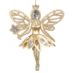 Sale Christmas Forever ORN GOLD FAIRY 5″ MATT W/ JEWEL AND GLTR.