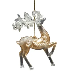 Best Christmas Forever ORN GOLD REINDEER 5.5″ CLEAR W/ GLITTER