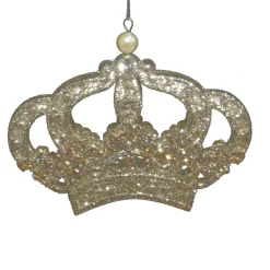 Sale Christmas Forever ORN GOLD /SILVER CROWN 4.5″ W/ JEWEL