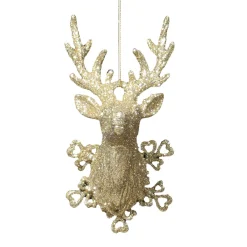 Best Christmas Forever ORN GOLD STAG HEAD 6.25″ W/ GLTR.