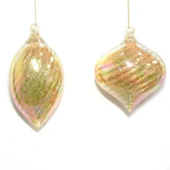 Best Christmas Forever ORN GOLD/CLEAR FINIAL & ONION 5″ & 4″ W/ IGLITTER INSIDE 2/S