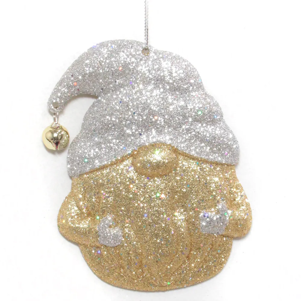 Discount Christmas Forever ORN GOLD/SILVER GNOME 5″ W/ BELL & GLITTER