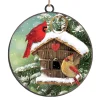 Best Christmas Forever ORN METAL DISC 4″ BIRD HOUSE W/ CARDINAL & ROBIN
