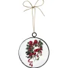 Christmas Forever ORN METAL DISC 4″ HOLLY BERRY W/BOW PRINT