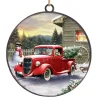 Christmas Forever ORN METAL DISC 4″ RED TRUCK W/ SNOWMAN