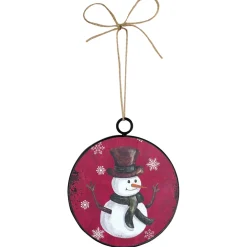 Discount Christmas Forever ORN METAL DISC 4″ W/SNOWMAN AND SNOWFLAKE PRINT