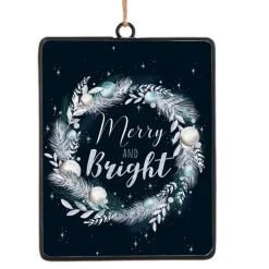 Hot Christmas Forever ORN METAL RECTANGULAR DISC 6″ “MERRY & BRIGHT”