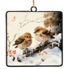 Hot Christmas Forever ORN METAL SQUARE DISC 4″ BIRDS