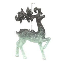 Outlet Christmas Forever ORN MINT GREEN/FOREST GRN DEER 5.25″ W/ GLTR