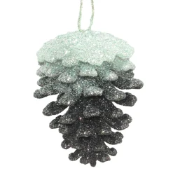Best Christmas Forever ORN MINT/DK FOREST GRN PINE CONE 2.75″ 3-D W/ GLTR.