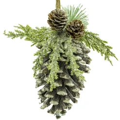 Clearance Christmas Forever ORN NAT. PINECONE 6″ FROSTED W/GREENS