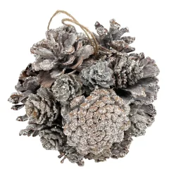 Discount Christmas Forever ORN NAT. PINECONE BALL 4.5″ FROSTED