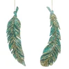 Sale Christmas Forever ORN PEACOCK FEATHER 6.25″ W/ GOLD GLTR. 2/S